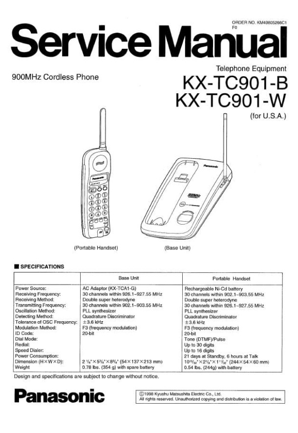KX-TC901-B, KX-TC901-W